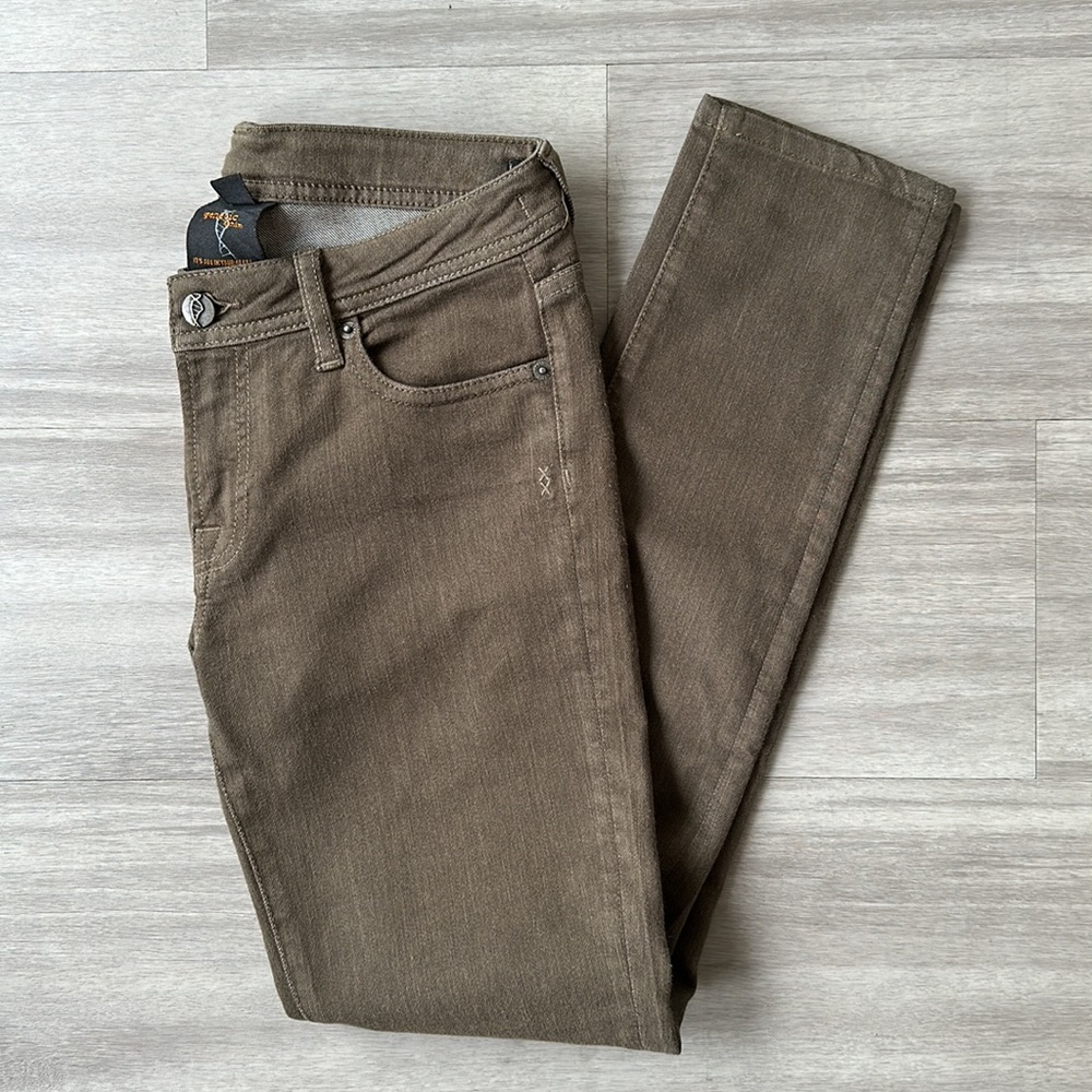 Genetic super soft denim hunter green/ brown twig skinny jeans size 26